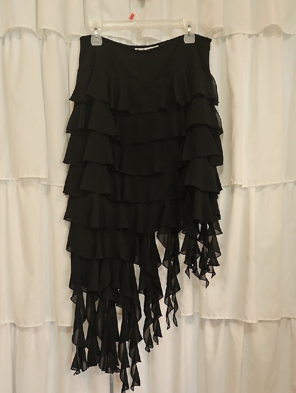 Vintage Cachet & Co Black Chiffon Tiered/Hanky Skirt